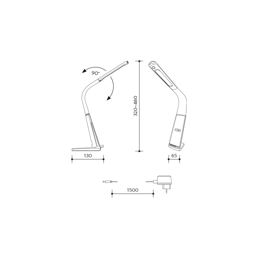 Dimbare LED-tafellamp met draadloos opladen en bewegingssensor LORD EVO LED/8W/230V 3000K/4500K/6000K zwart