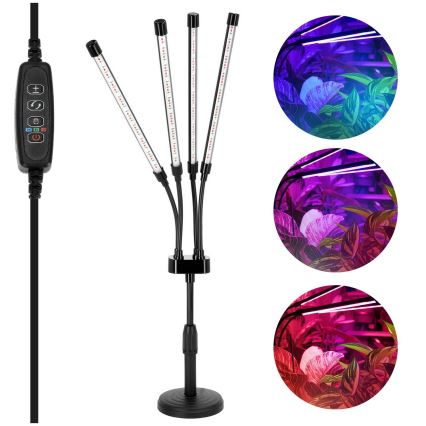 Dimbare flexibele LED tafellamp voor het kweken van planten VITARO 4xLED/10W/230V zwart