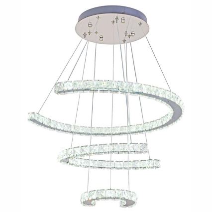 LED Dimbaar kristal Hanglamp aan een touw LED/100W/230V 3000-6500K zilver + afstandsbediening