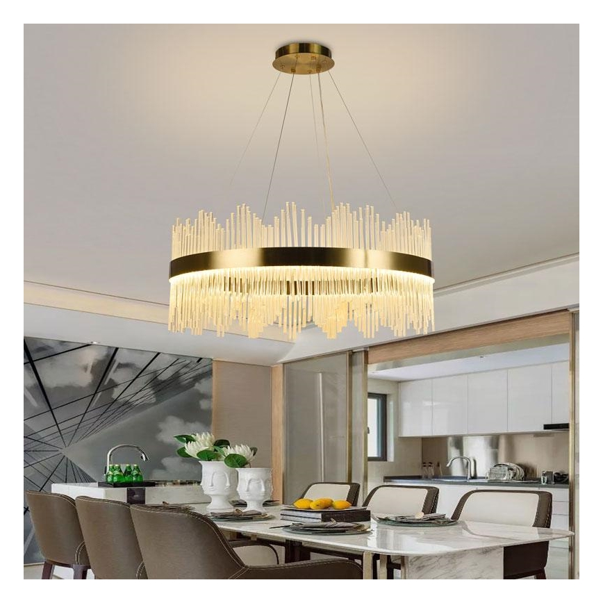 LED Dimbaar kristal Hanglamp aan een touw LED/110W/230V 3000-6500K goud + afstandsbediening