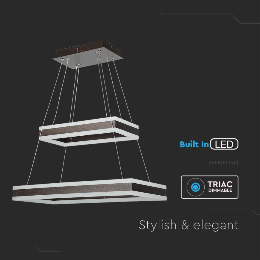 Dimbare LED hanglamp aan een koord LED/113W/230V 3000K bruin