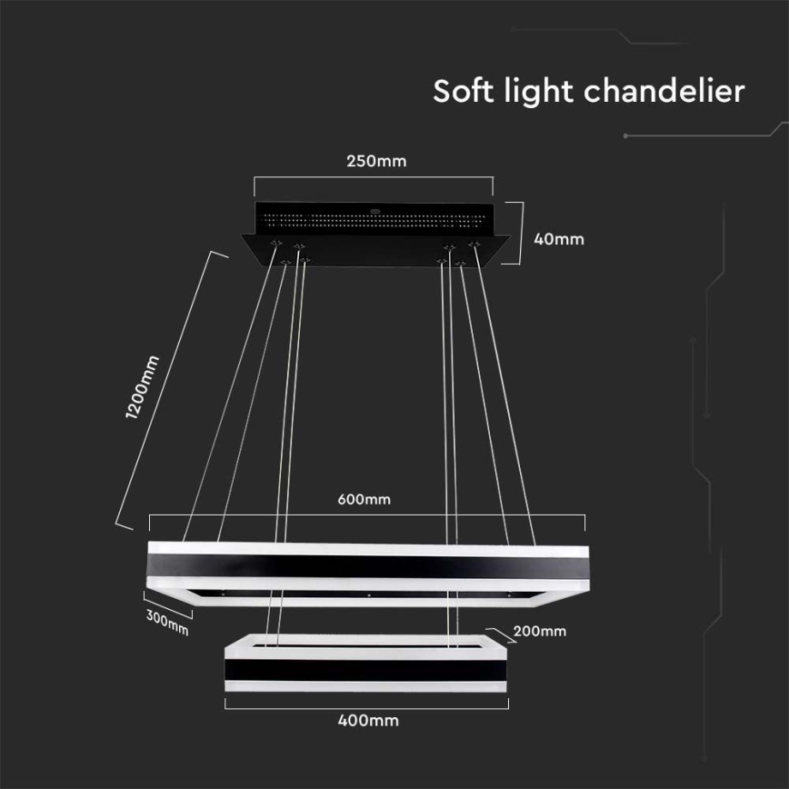 Dimbare LED hanglamp aan een koord LED/113W/230V 3000K zwart