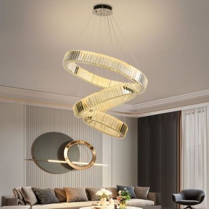 LED Dimbare kristallen hanglamp aan een snoer LED/115W/230V 3000-6500K glanzend chroom + afstandsbediening