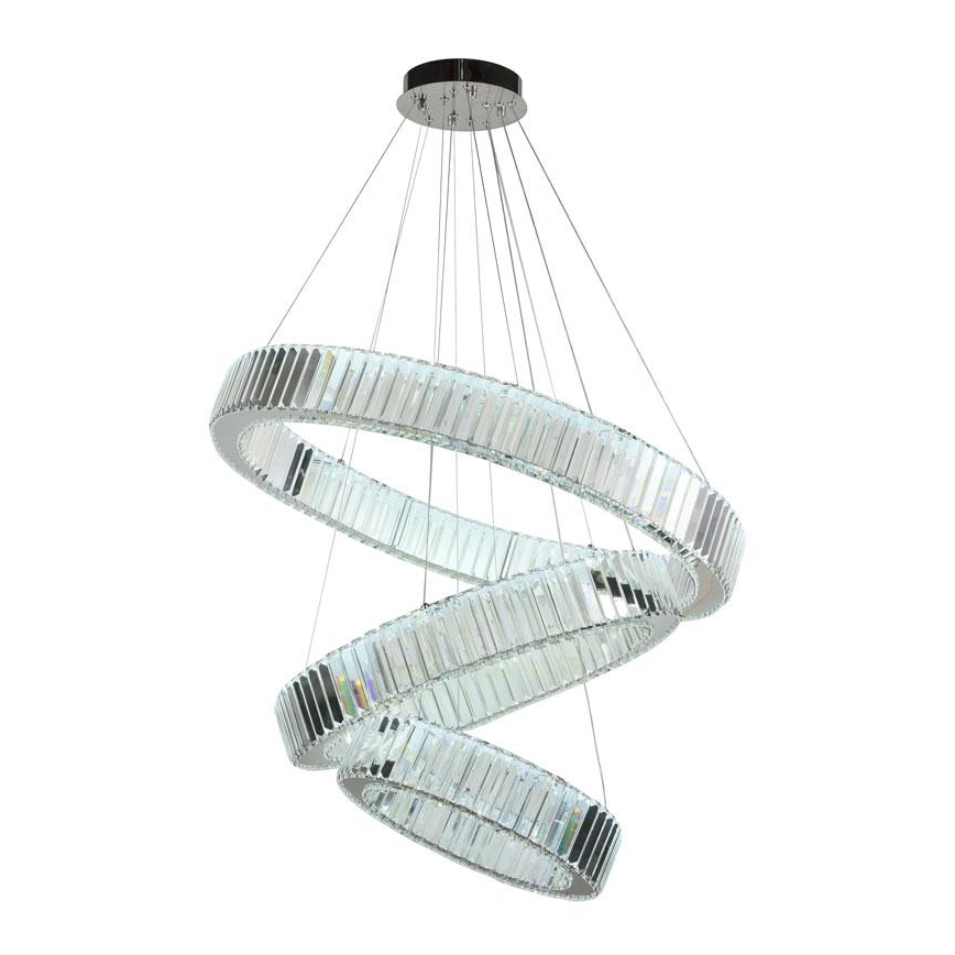 LED Dimbare kristallen hanglamp aan een snoer LED/115W/230V 3000-6500K glanzend chroom + afstandsbediening