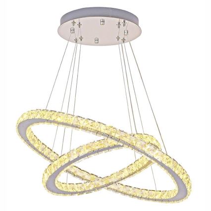 LED Dimbaar kristal Hanglamp aan een touw LED/115W/230V 3000-6500K zilver + afstandsbediening