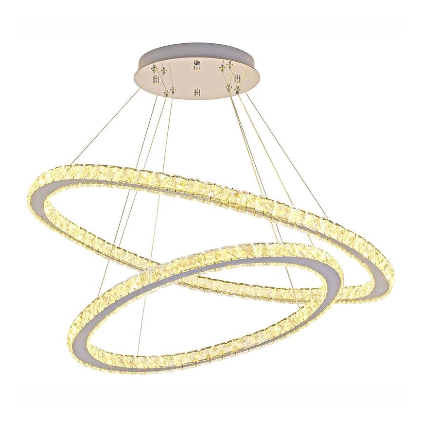 LED Dimbaar kristal Hanglamp aan een touw LED/160W/230V 3000-6500K zilver + afstandsbediening