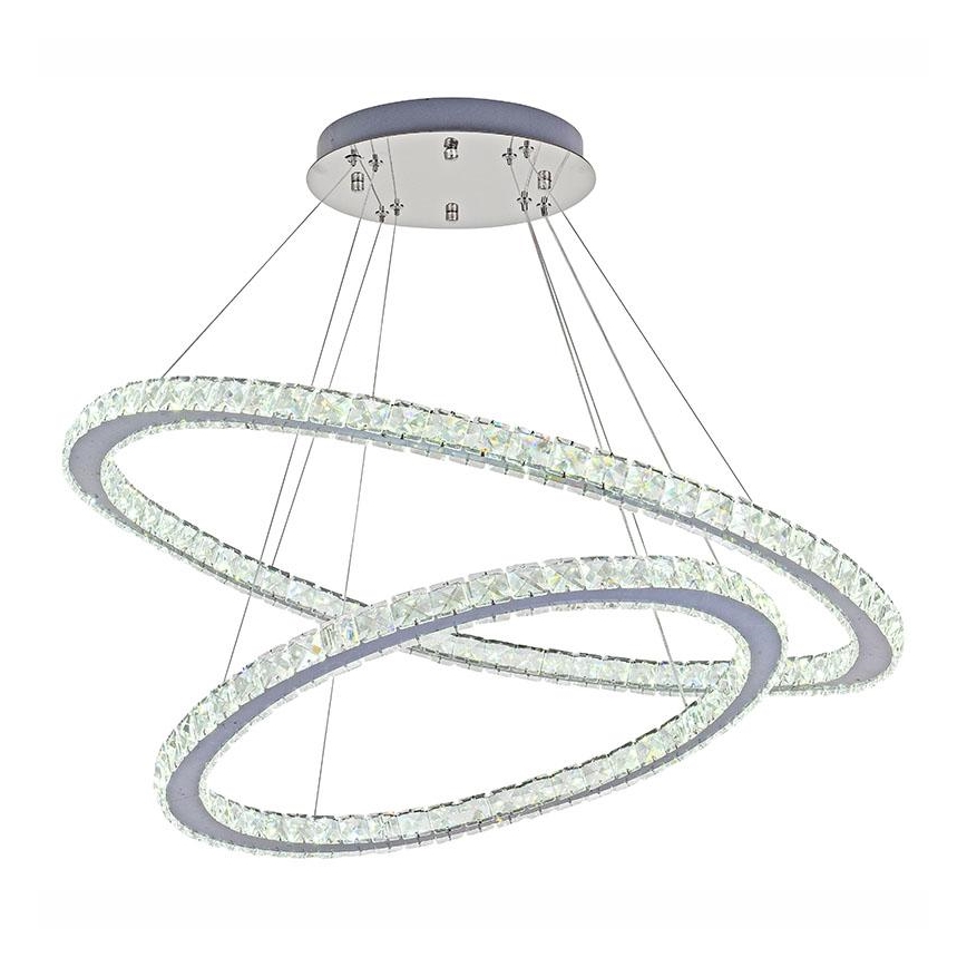 LED Dimbaar kristal Hanglamp aan een touw LED/160W/230V 3000-6500K zilver + afstandsbediening