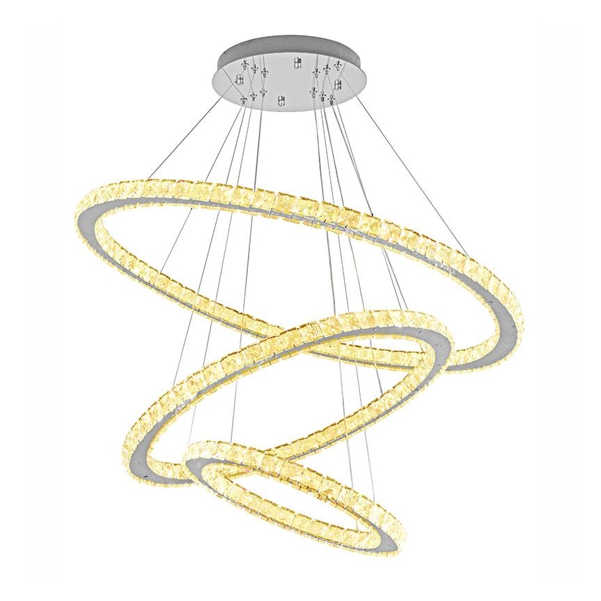 LED Dimbaar kristal Hanglamp aan een touw LED/210W/230V 3000-6500K zilver + afstandsbediening