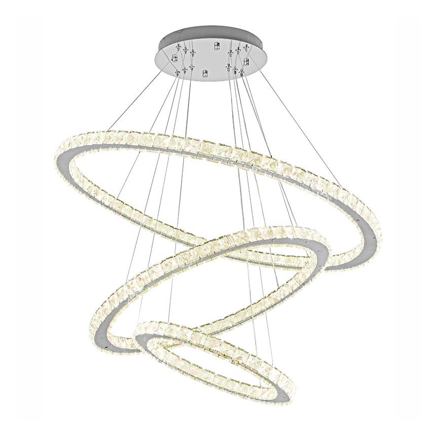 LED Dimbaar kristal Hanglamp aan een touw LED/210W/230V 3000-6500K zilver + afstandsbediening