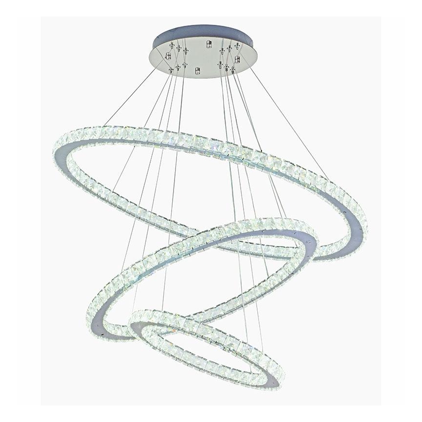 LED Dimbaar kristal Hanglamp aan een touw LED/210W/230V 3000-6500K zilver + afstandsbediening