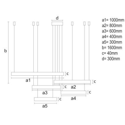 Dimbare LED hanglamp aan een koord LED/220W/230V 3000-6500K diameter 100 cm + afstandsbediening