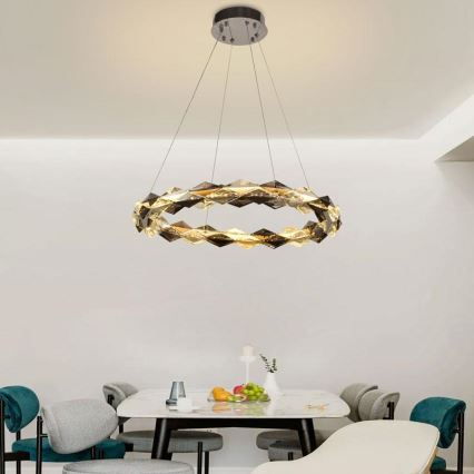 LED Dimbare kristallen hanglamp aan een snoer LED/40W/230V 3000-6500K glanzend chroom + afstandsbediening