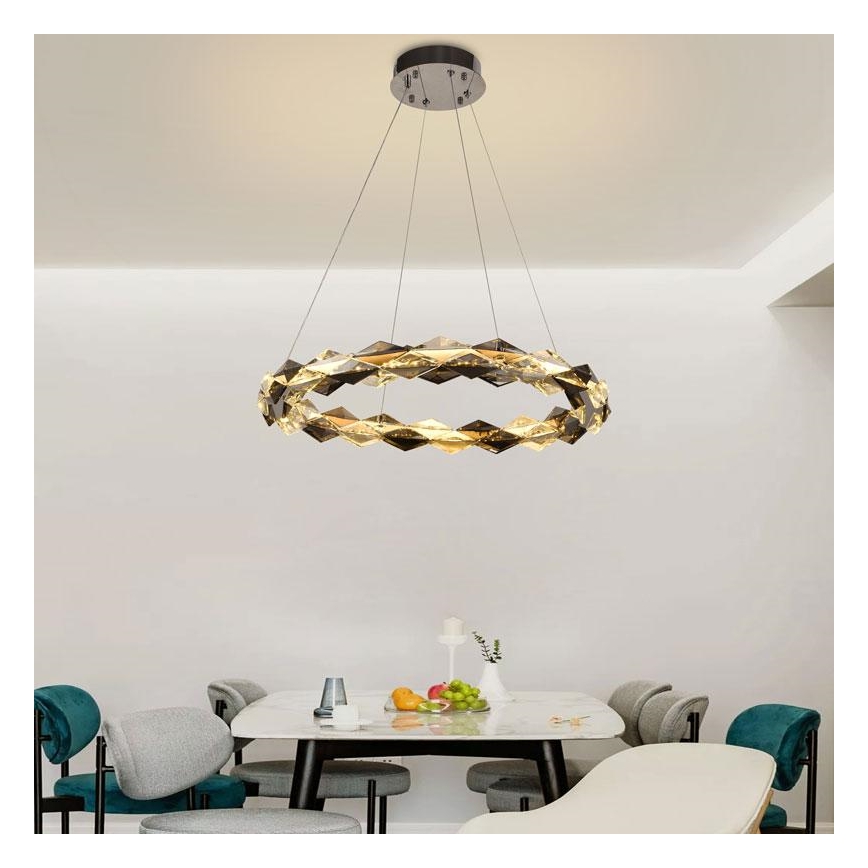 LED Dimbare kristallen hanglamp aan een snoer LED/40W/230V 3000-6500K glanzend chroom + afstandsbediening