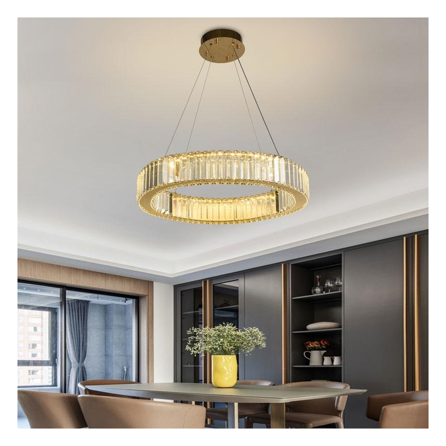 LED Dimbaar kristal Hanglamp aan een touw LED/40W/230V 3000-6500K chroom/goud + afstandsbediening