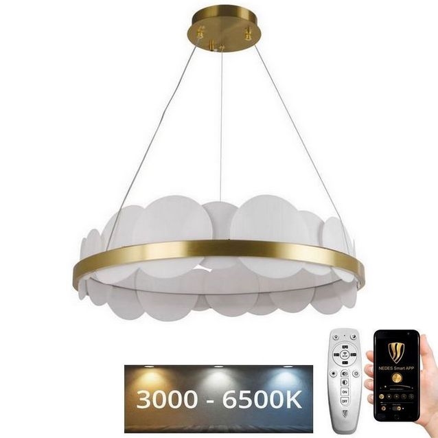 Dimbare LED hanglamp aan een koord LED/40W/230V 3000-6500K goud + afstandsbediening