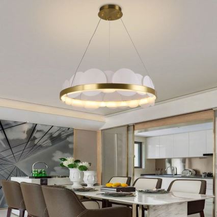 Dimbare LED hanglamp aan een koord LED/40W/230V 3000-6500K goud + afstandsbediening