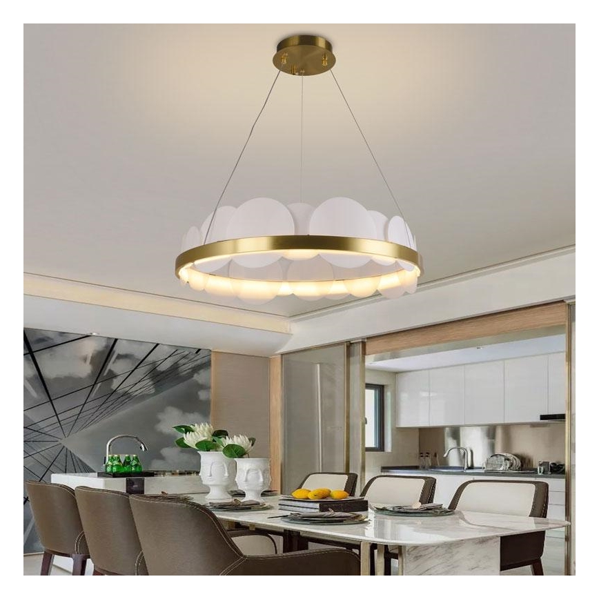 Dimbare LED hanglamp aan een koord LED/40W/230V 3000-6500K goud + afstandsbediening