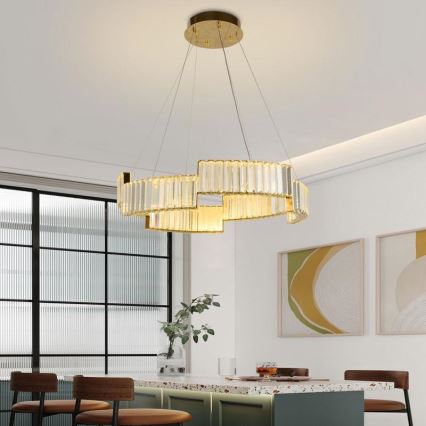 LED Dimbaar kristal Hanglamp aan een touw LED/40W/230V 3000-6500K goud + afstandsbediening