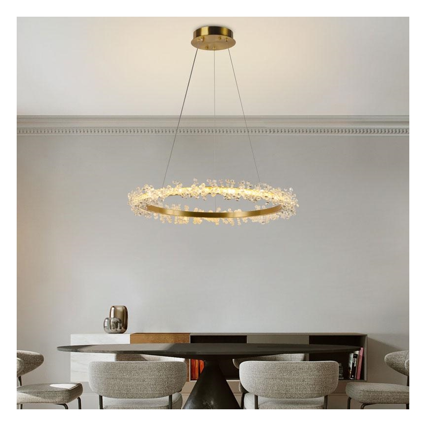 LED Dimbaar kristal Hanglamp aan een touw LED/40W/230V 3000-6500K goud + afstandsbediening