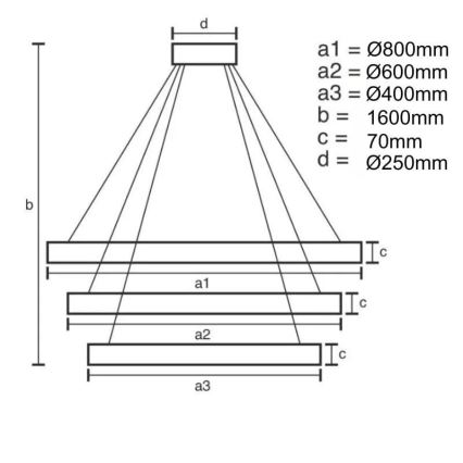 Dimbare LED hanglamp aan een koord LED/45W/230V 3000-6500K diameter 80 cm + afstandsbediening