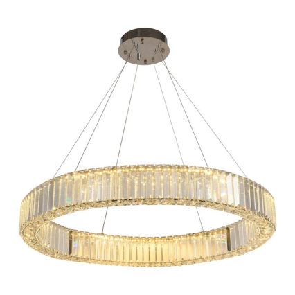 LED Dimbare kristallen hanglamp aan een snoer LED/50W/230V 3000-6500K glanzend chroom + afstandsbediening