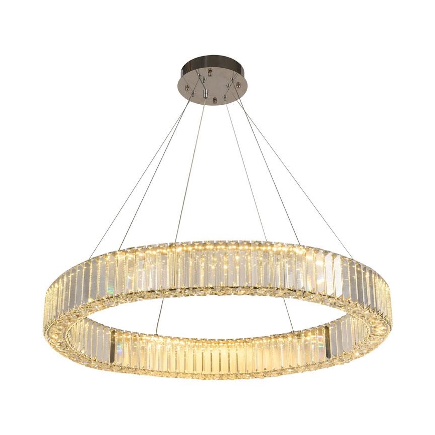 LED Dimbare kristallen hanglamp aan een snoer LED/50W/230V 3000-6500K glanzend chroom + afstandsbediening
