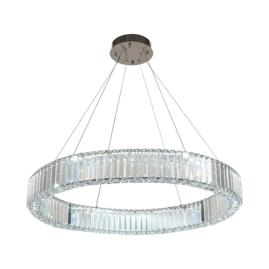 LED Dimbare kristallen hanglamp aan een snoer LED/50W/230V 3000-6500K glanzend chroom + afstandsbediening