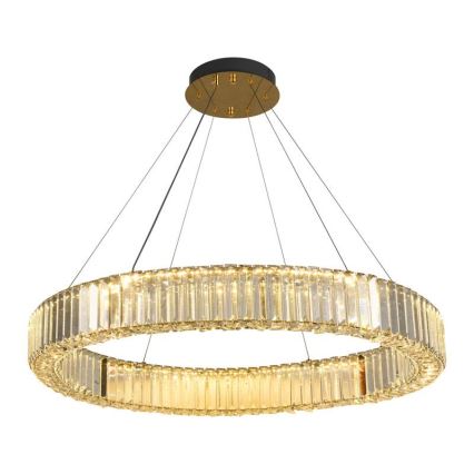 LED Dimbaar kristal Hanglamp aan een touw LED/50W/230V 3000-6500K chroom/goud + afstandsbediening