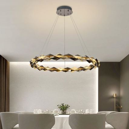LED Dimbare kristallen hanglamp aan een snoer LED/55W/230V 3000-6500K glanzend chroom + afstandsbediening