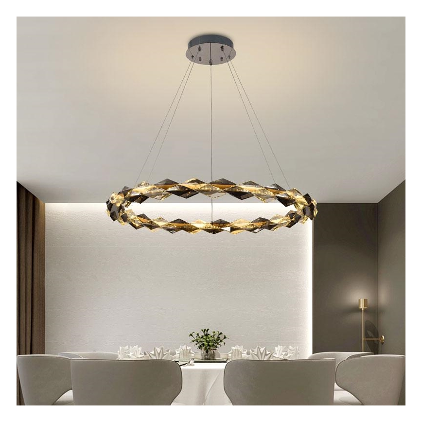 LED Dimbare kristallen hanglamp aan een snoer LED/55W/230V 3000-6500K glanzend chroom + afstandsbediening