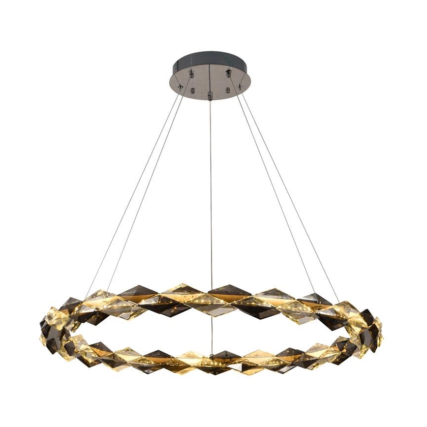 LED Dimbare kristallen hanglamp aan een snoer LED/55W/230V 3000-6500K glanzend chroom + afstandsbediening