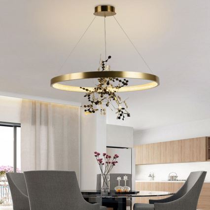 Dimbare LED hanglamp aan een koord LED/55W/230V 3000-6500K goud + afstandsbediening