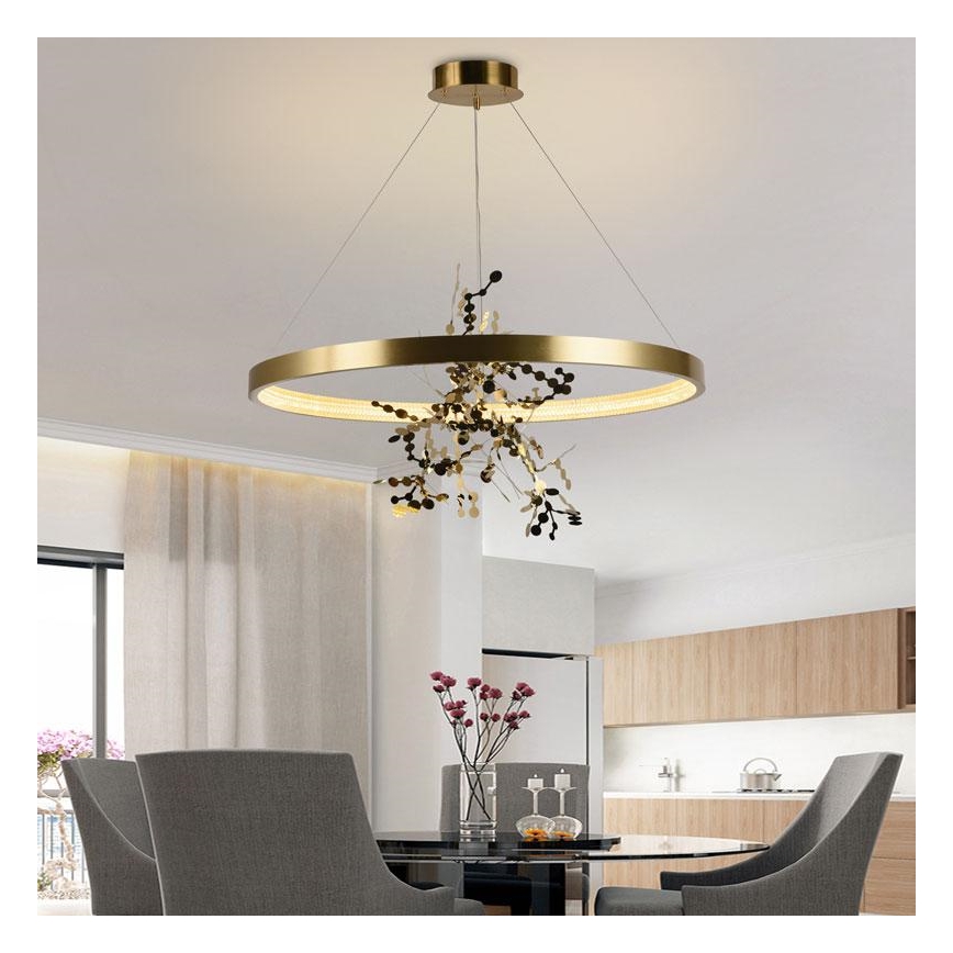 Dimbare LED hanglamp aan een koord LED/55W/230V 3000-6500K goud + afstandsbediening