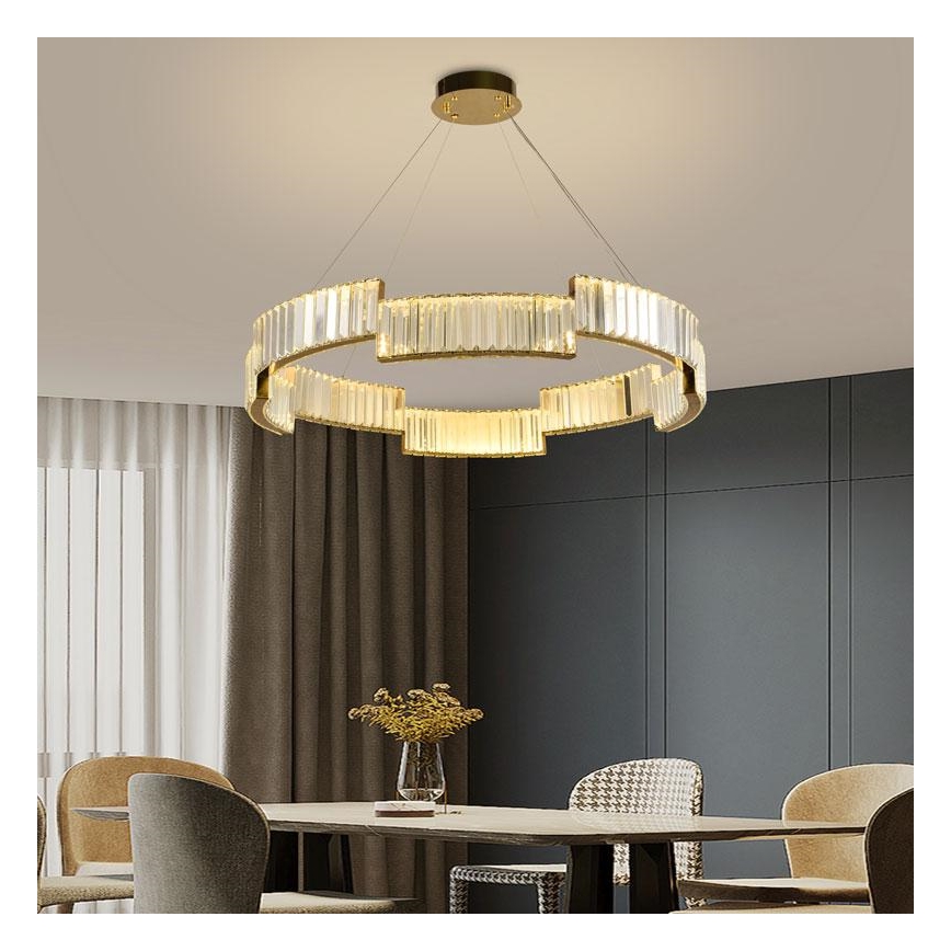LED Dimbaar kristal Hanglamp aan een touw LED/60W/230V 3000-6500K goud + afstandsbediening