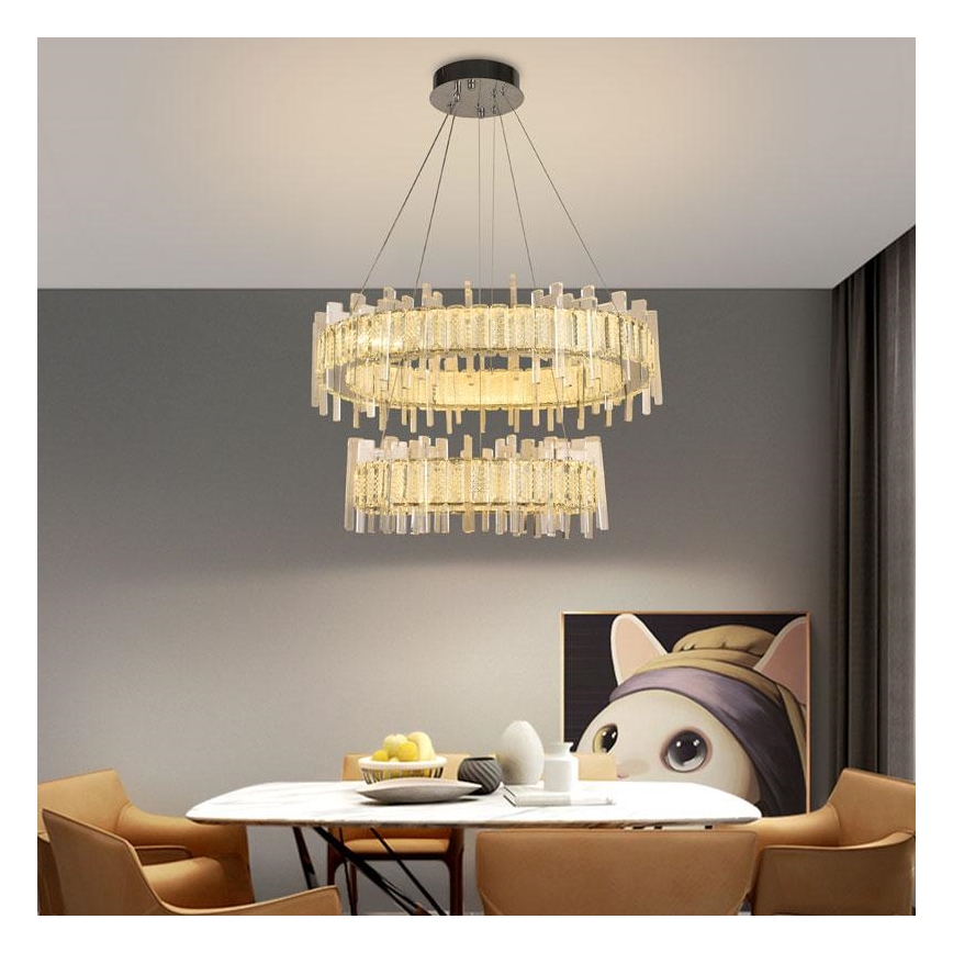 LED Dimbaar kristal Hanglamp aan een touw LED/65W/230V 3000-6500K + afstandsbediening