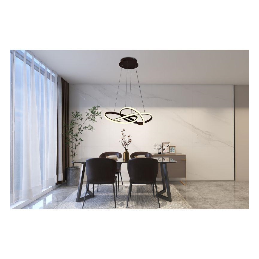 Dimbare LED hanglamp aan een koord LED/65W/230V 3000-6500K bruin + afstandsbediening