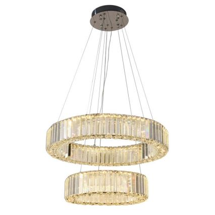 LED Dimbare kristallen hanglamp aan een snoer LED/65W/230V 3000-6500K glanzend chroom + afstandsbediening