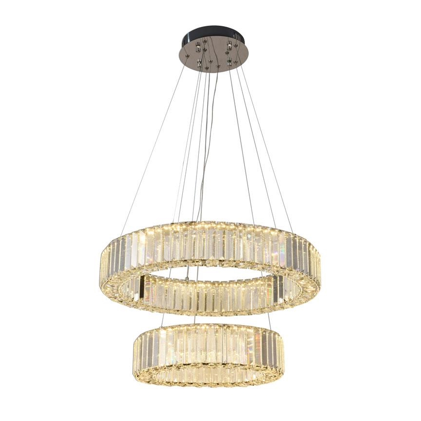LED Dimbare kristallen hanglamp aan een snoer LED/65W/230V 3000-6500K glanzend chroom + afstandsbediening
