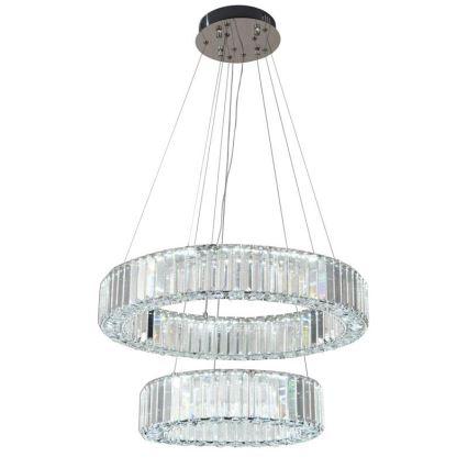 LED Dimbare kristallen hanglamp aan een snoer LED/65W/230V 3000-6500K glanzend chroom + afstandsbediening