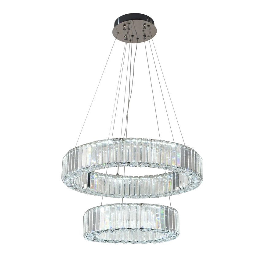 LED Dimbare kristallen hanglamp aan een snoer LED/65W/230V 3000-6500K glanzend chroom + afstandsbediening