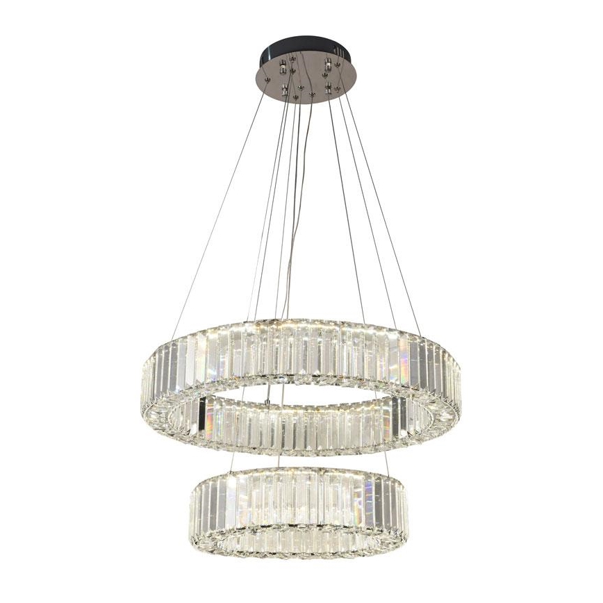 LED Dimbare kristallen hanglamp aan een snoer LED/65W/230V 3000-6500K glanzend chroom + afstandsbediening