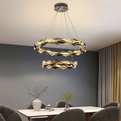 LED Dimbare kristallen hanglamp aan een snoer LED/65W/230V 3000-6500K glanzend chroom + afstandsbediening