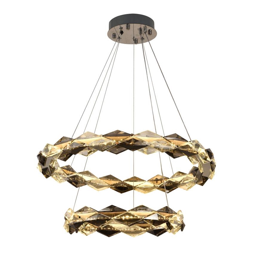 LED Dimbare kristallen hanglamp aan een snoer LED/65W/230V 3000-6500K glanzend chroom + afstandsbediening