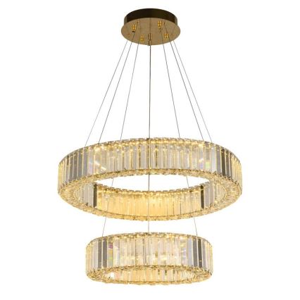 LED Dimbaar kristal Hanglamp aan een touw LED/65W/230V 3000-6500K chroom/goud + afstandsbediening