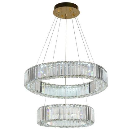 LED Dimbaar kristal Hanglamp aan een touw LED/65W/230V 3000-6500K chroom/goud + afstandsbediening