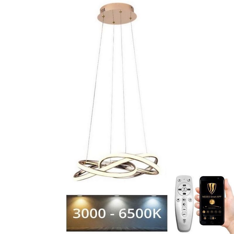 Dimbare LED hanglamp aan een koord LED/65W/230V 3000-6500K goud + afstandsbediening