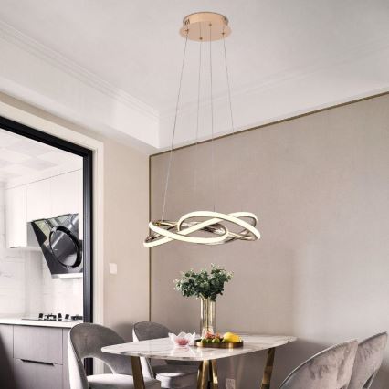 Dimbare LED hanglamp aan een koord LED/65W/230V 3000-6500K goud + afstandsbediening