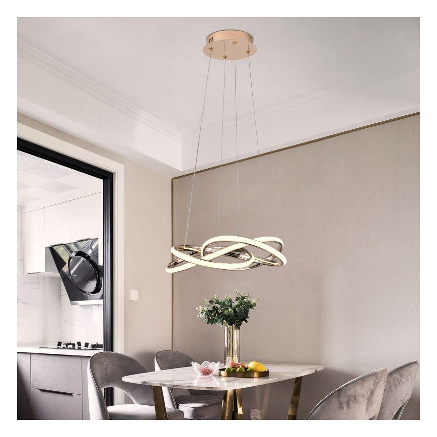Dimbare LED hanglamp aan een koord LED/65W/230V 3000-6500K goud + afstandsbediening