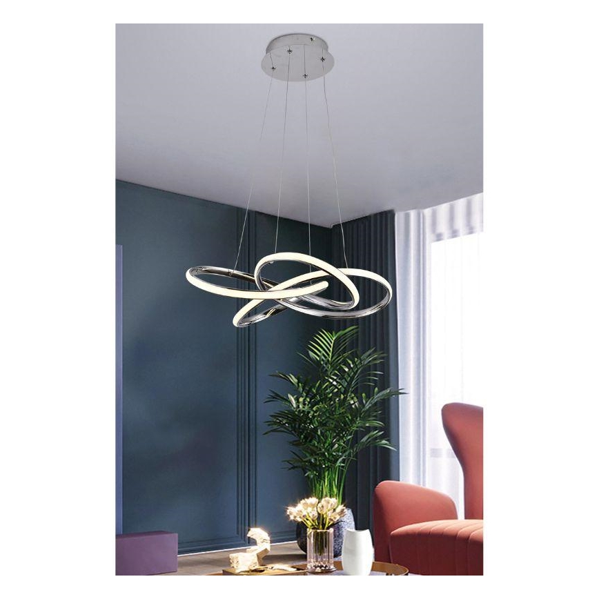 Dimbare LED hanglamp aan een koord LED/65W/230V 3000-6500K diameter 48 cm grijs + afstandsbediening