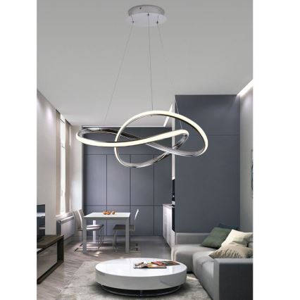 Dimbare LED hanglamp aan een koord LED/70W/230V 3000-6500K glanzend chroom + afstandsbediening